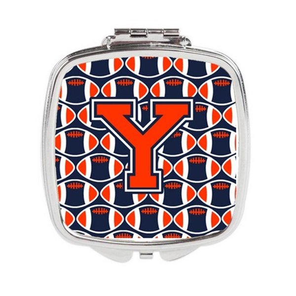 Carolines Treasures Letter Y Football Orange, Blue and White Compact Mirror CJ1066-YSCM